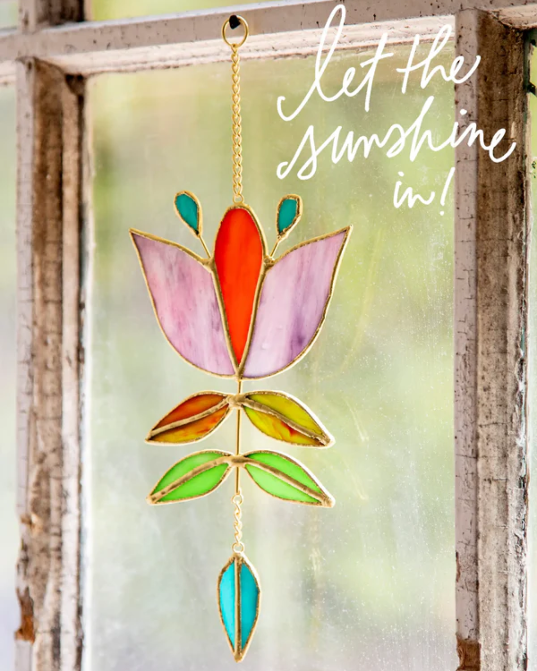 Stained Glass Window Hanging - Folk Flower - Thumbnail 3